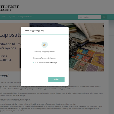 Textilhuset personlig inloggning